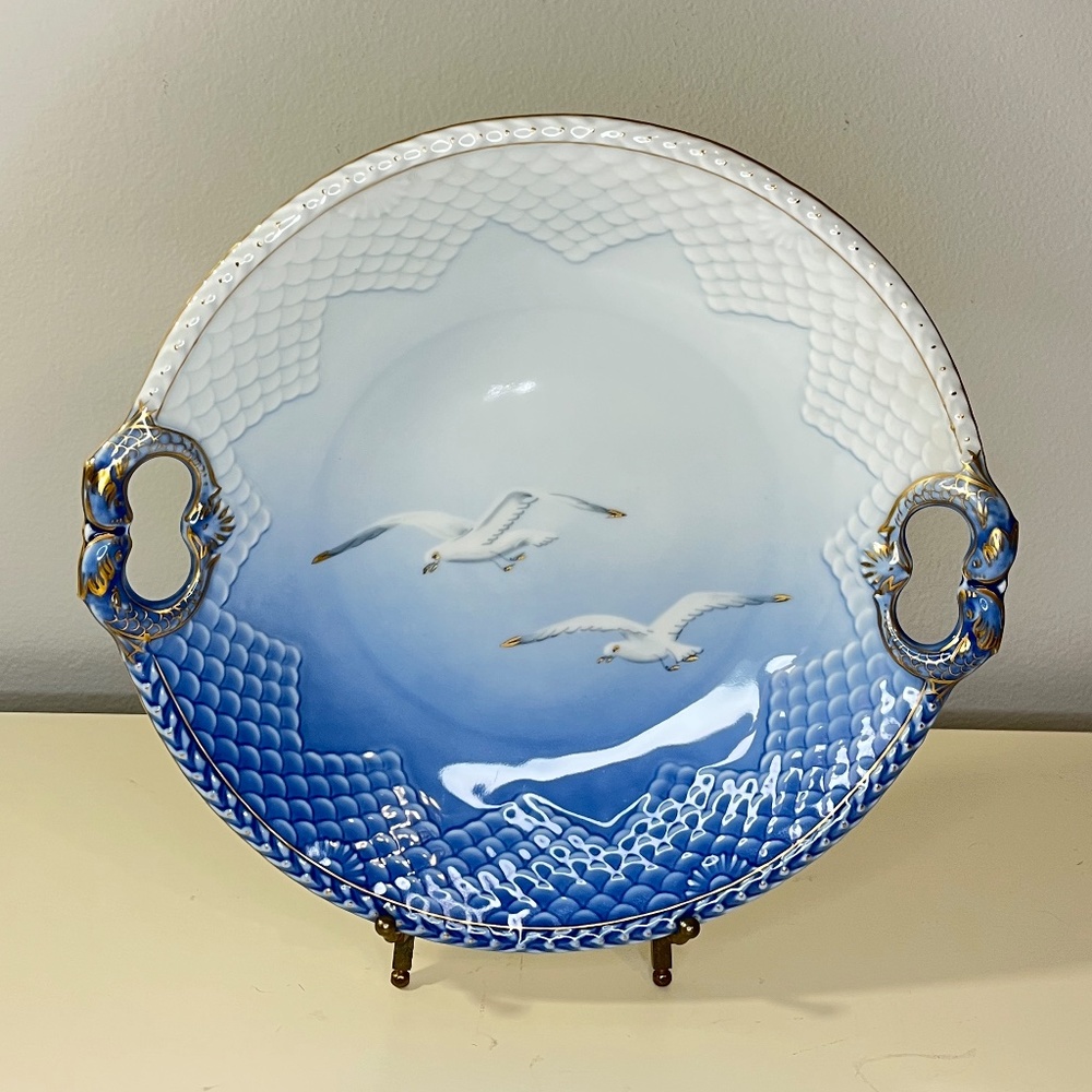Bing & Grondahl Copenhagen Porcelain Blue & White Seagull Platter #304